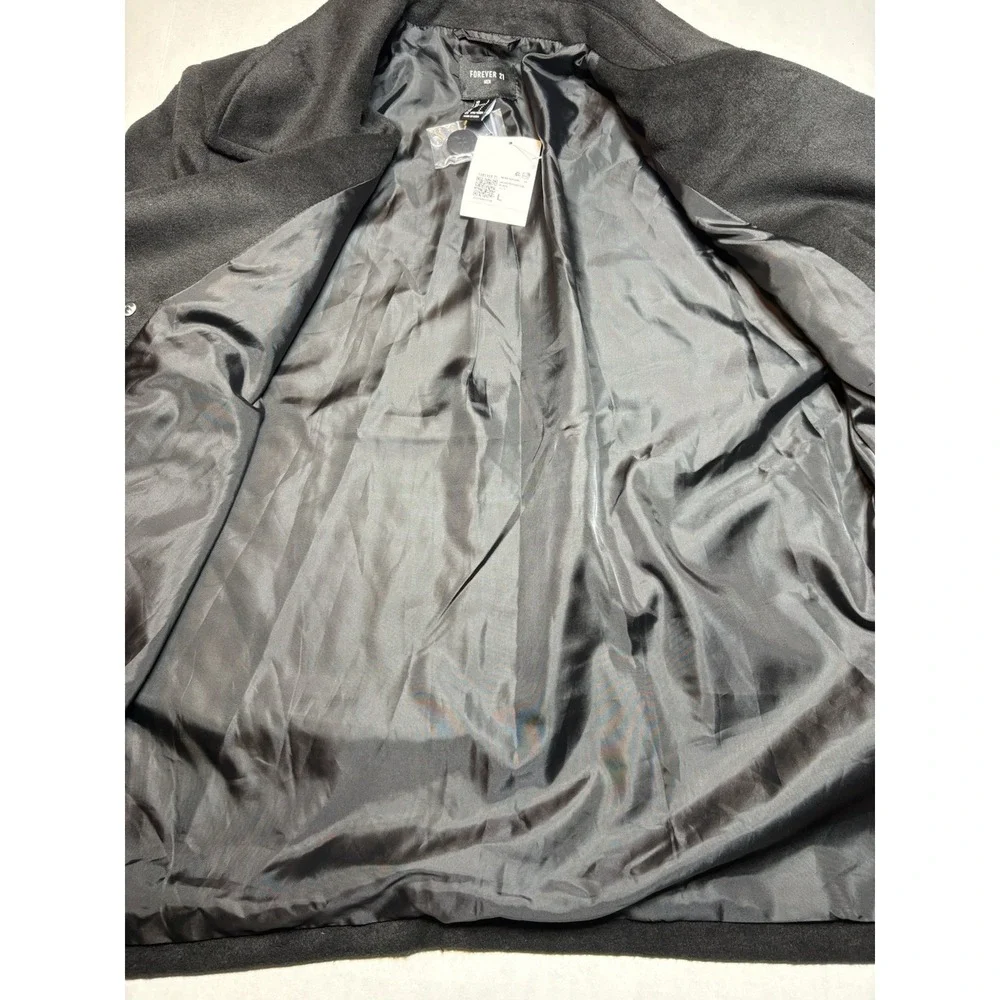 Mens Peacoat Jacket Large Black Double Breasted New With Tags Forever 21‎